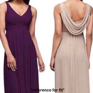 Plum bridesmaid dress with cowl back detail (knee length)